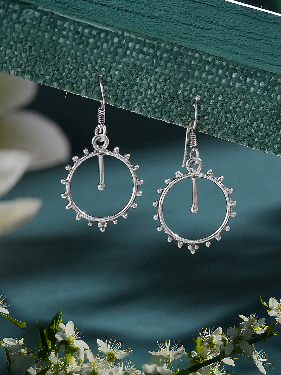 925 Sterling Silver Tribal Round Boho Minimal Drop Earrings